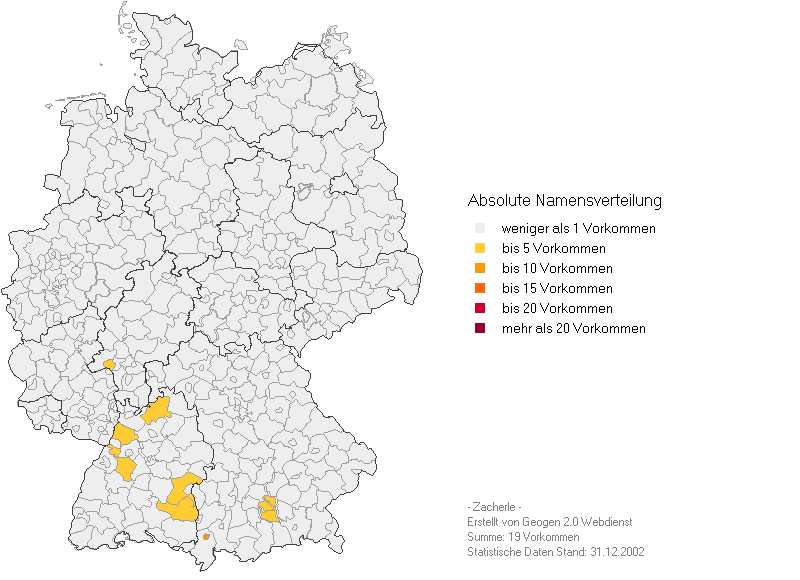 Dissemination of the Zacherle Family in Germany